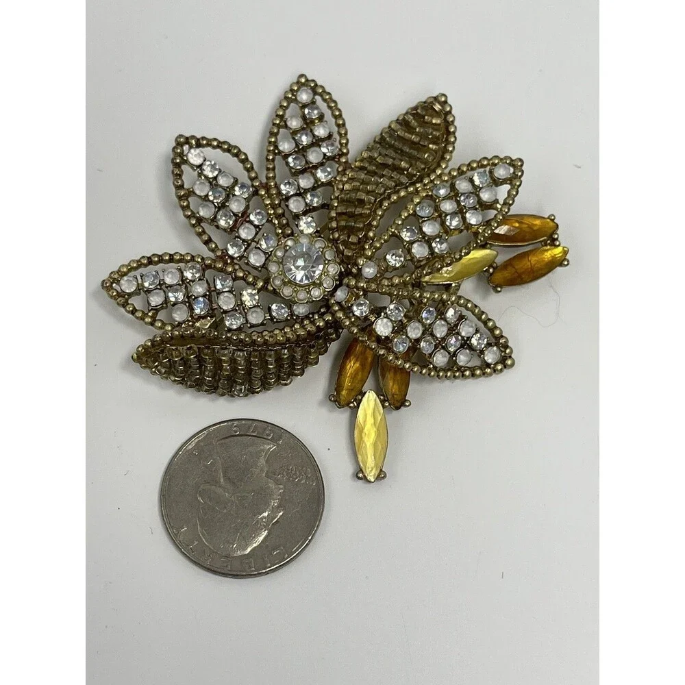Vintage Liz Claiborne Rhinestone Beaded Brooch
